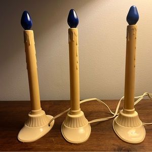 Set of 3 Electric Vintage Candles Christmas Lights Decorations Decor